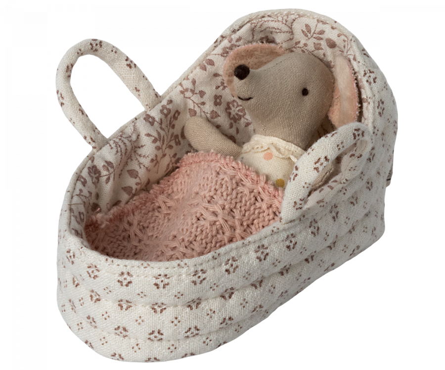 Quilted Carry Cot Baby Mouse